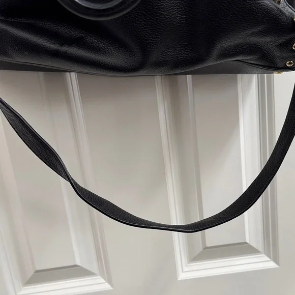 Michael Kors Large Black Studded Satchel with Gold Details - Picture 8 of 12